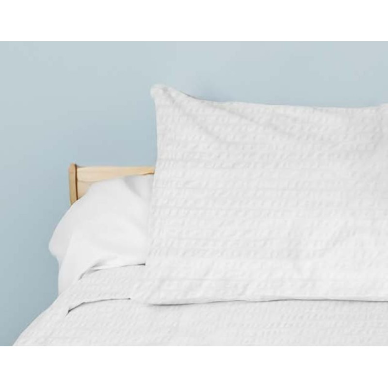 Linge gaufré infroissable, taies d'oreiller sac portefeuille 65x65 cm, Tissus Gisèle Collection Neptune | AMS