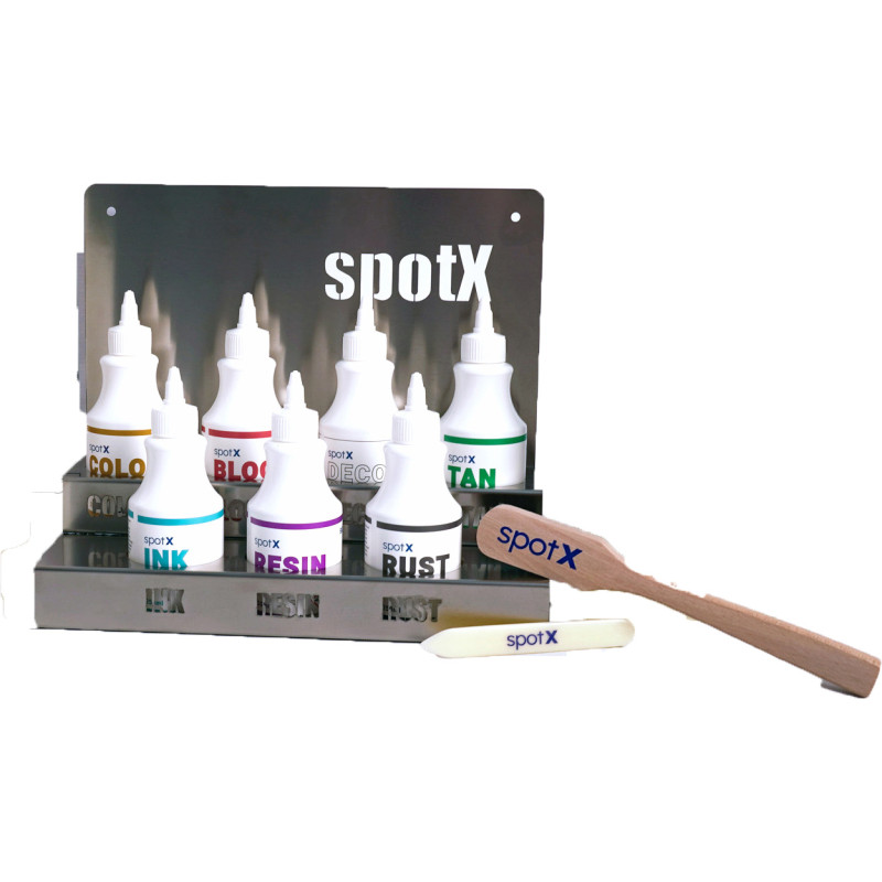 Set d’accessoires de détachage SpotX Bufa (7 flacons vides x 250 ml, table, brosse, spatule) | AMS
