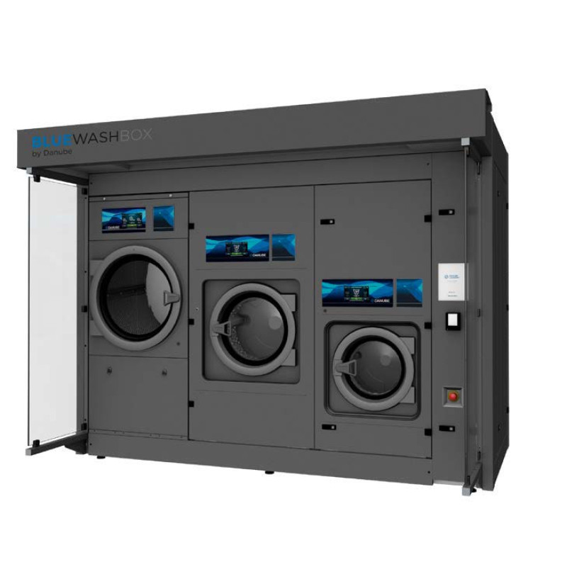 Kiosque laverie automatique parking BLUEWASHBOX, Conteneur libre-service Danube | AMS