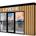 Bungalow laverie automatique 6,60M – 2 laveuses 8 kg + 1 laveuse 14 kg + 2 laveuses 18 kg + 1 séchoir simple + 1 séchoir double