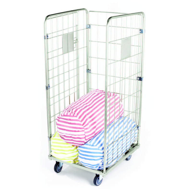 Chariot Roll H.1710 mm  professionnel,3 côtés,  2 roues fixes + 2 pivotantes, roues diamètres 125 mm | AMS