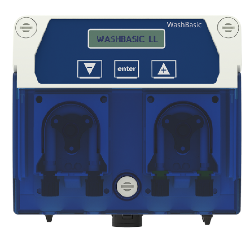 Pompe doseuse péristaltique, dosage calibré et declenché par un signal d'entrée, temps de filtrage et de verrouillage réglables, Seko WASHBASIC LL | AMS